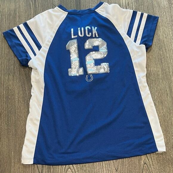 Majestic Womens Colts Jersey Andrew Luck #12 NFL Football Shirt Blue White Sz XL - Picture 4 of 6